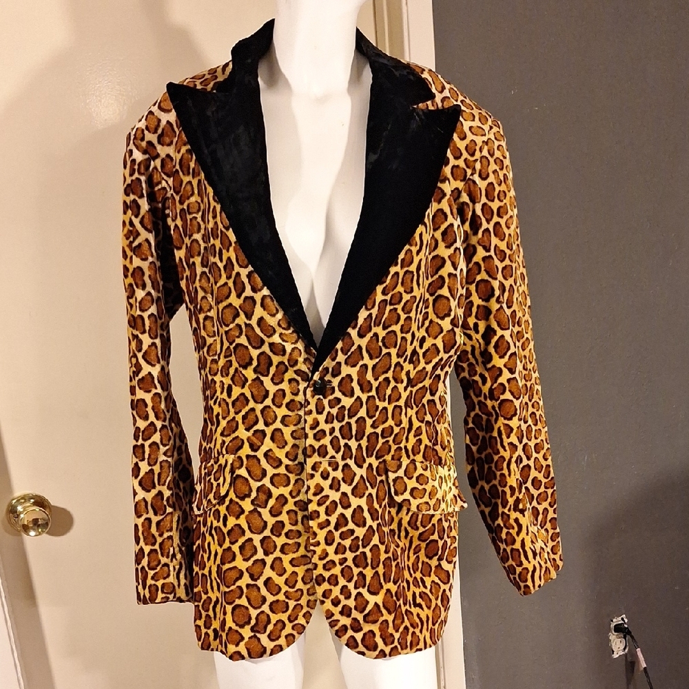 Men's Leopard Print Blazer with Black Lapel